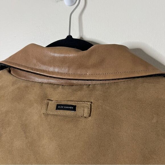Alex Cannon Men’s Tan Wool Lined Faux Suede Zip Snap Down Jacket Size Large - Picture 8 of 9